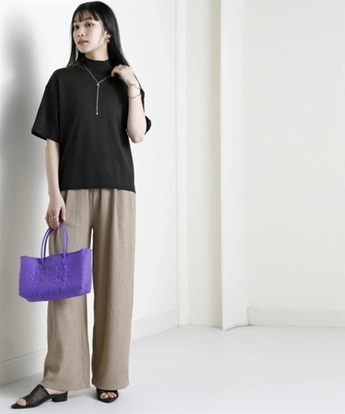 nissen(ニッセン)の「【アイスクリーンプレミアム】ハイネック5分袖ニットトップス(持続冷感・接触冷感・毛玉になりにくい・UVカット・洗濯機で洗える・遮熱)<大きいサイズ有>(ニット/セーター・レディース・杢グレー/ブラック/ブルー/オフホワイト・LL/3L/S/M/L)」の10枚目の写真