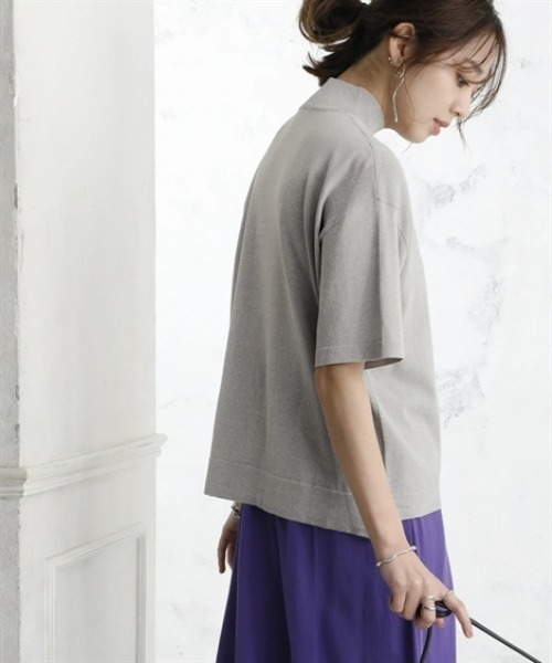 nissen(ニッセン)の「【アイスクリーンプレミアム】ハイネック5分袖ニットトップス(持続冷感・接触冷感・毛玉になりにくい・UVカット・洗濯機で洗える・遮熱)<大きいサイズ有>(ニット/セーター・レディース・杢グレー/ブラック/ブルー/オフホワイト・LL/3L/S/M/L)」の12枚目の写真