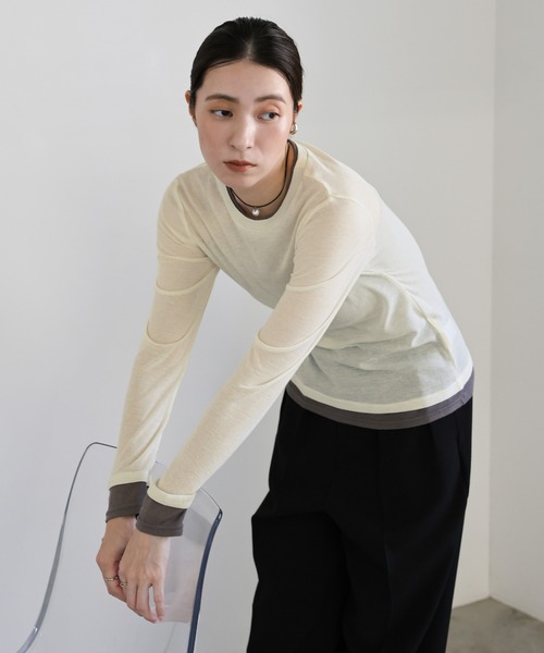 フェイクレイヤードシアートップス（Tシャツ/カットソー）｜select