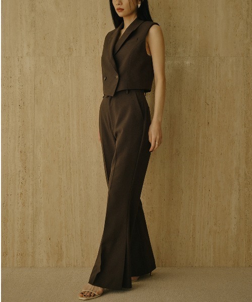 anuans（アニュアンス）の「スーチングセミフレアパンツ（スラックス・レディース・ブラウン/グレー・S/M）」の4枚目の写真