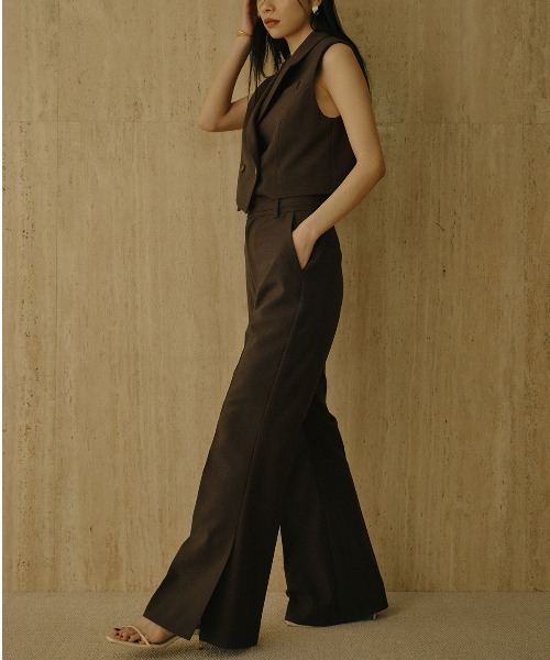 anuans（アニュアンス）の「スーチングセミフレアパンツ（スラックス・レディース・ブラウン/グレー・S/M）」の9枚目の写真