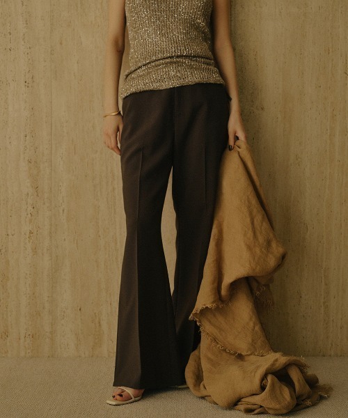 anuans（アニュアンス）の「スーチングセミフレアパンツ（スラックス・レディース・ブラウン/グレー・S/M）」の19枚目の写真