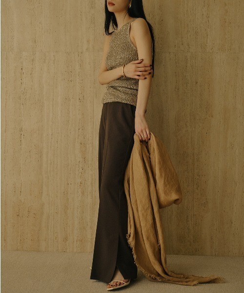 anuans（アニュアンス）の「スーチングセミフレアパンツ（スラックス・レディース・ブラウン/グレー・S/M）」の16枚目の写真
