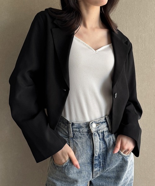 セール】タックスリーブショートジャケット（テーラードジャケット