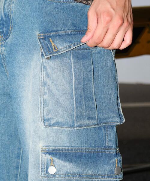 SHORT ROUND(ショートラウンド)の「SHORT ROUND/マルチポケットデニムパンツ(デニムパンツ・メンズ・コバルトブルー・LARGE/MEDIUM)」の3枚目の写真