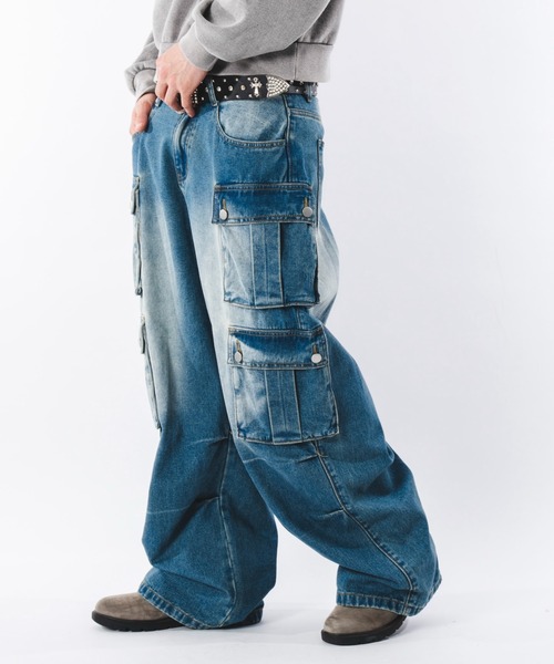 SHORT ROUND(ショートラウンド)の「SHORT ROUND/マルチポケットデニムパンツ(デニムパンツ・メンズ・コバルトブルー・LARGE/MEDIUM)」の1枚目の写真