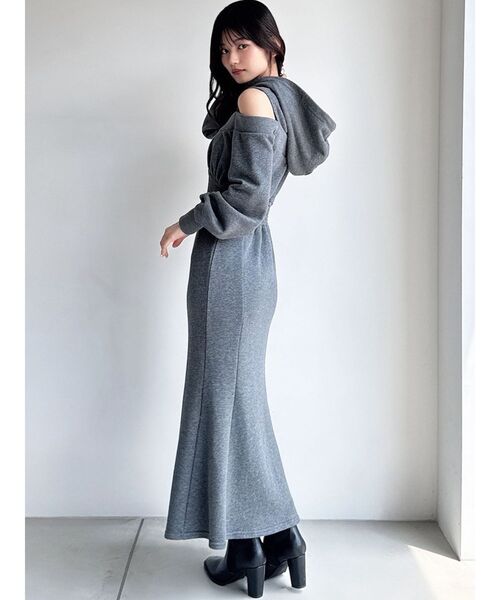 RESEXXY（リゼクシー）の「レイヤードフーディワンピース（ワンピース・レディース・ホワイト/ライトグレー/チャコールグレー/ブラック・FREE）」の10枚目の写真