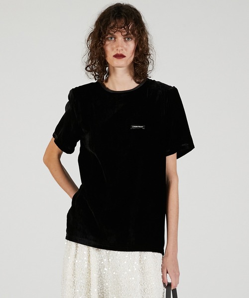 PRANK PROJECT(プランクプロジェクト)の「ショルダーギャザーベロアTシャツ / Shoulder Gathered Velour T-Shirt(Tシャツ/カットソー・レディース・イエロー/ピンク/チャコールグレー・FREE)」の2枚目の写真