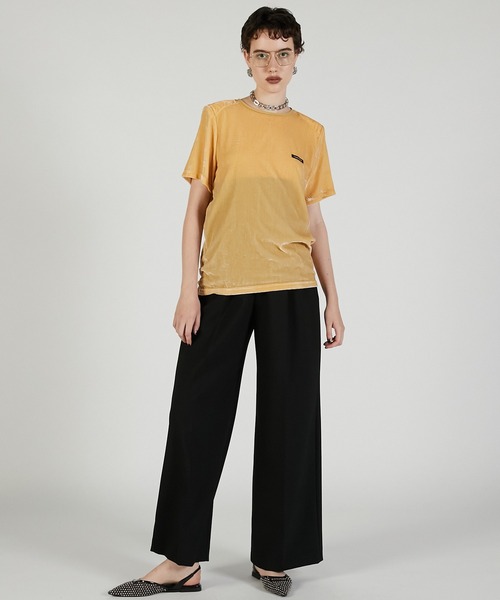 PRANK PROJECT(プランクプロジェクト)の「ショルダーギャザーベロアTシャツ / Shoulder Gathered Velour T-Shirt(Tシャツ/カットソー・レディース・イエロー/ピンク/チャコールグレー・FREE)」の5枚目の写真