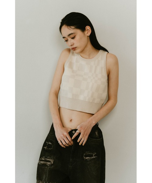 Knuth Marf（クヌースマーフ）の「Knuth Marf flag marblel knit tank（ニット/セーター・レディース・オフホワイト/グレー・FREE）」の3枚目の写真