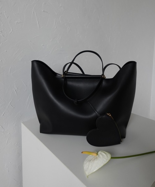 yunaさんコラボ 】ハート型チャーム付き A4サイズ対応トートバッグ