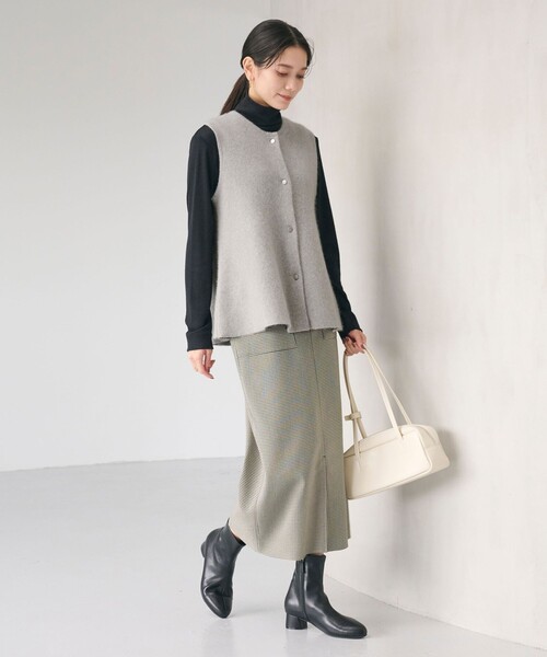 アトリエgg⭐︎ニットジレ⭐︎ベスト⭐︎１ハーフ⭐︎グレー FOXブレンド セッケツ ニット ジレ（ベスト）｜green label relaxing