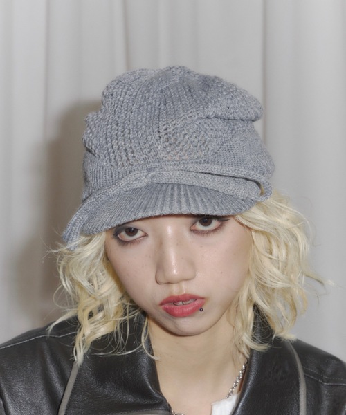 DTYYPE（ドタイプ）の「リボン付き鍵編みニット帽（ニットキャップ/ビーニー・レディース・ホワイト/ブラック/グレー・FREE）」の10枚目の写真