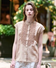 DRESSTERIOR | 【撥水/UVカット/接触冷感】バンドカラーフリルブラウス(シャツ/ブラウス)