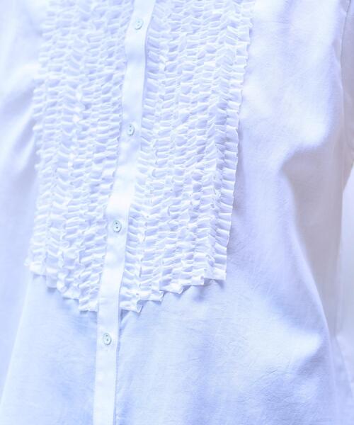 DRESSTERIOR(ドレステリア)の「【撥水/UVカット/接触冷感】バンドカラーフレンチスリーブフリルブラウス(シャツ/ブラウス・レディース・オフホワイト/ブラック/ライトベージュ・38/36/34)」の11枚目の写真
