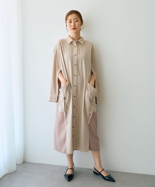 Editt by YECCA VECCA(エディットバイイェッカヴェッカ)の「カーゴデザイン配色シャツワンピース(シャツワンピース・レディース・ライトベージュ/ブラック/カーキ・FREE)」の21枚目の写真