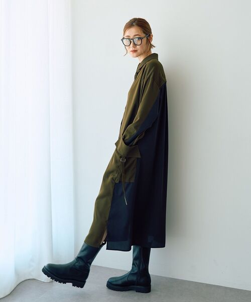 Editt by YECCA VECCA(エディットバイイェッカヴェッカ)の「カーゴデザイン配色シャツワンピース(シャツワンピース・レディース・ライトベージュ/ブラック/カーキ・FREE)」の18枚目の写真