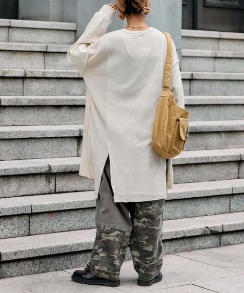 etsinta（エシンタ）の「etsintaリメイクワッフルヘンリーBIGTEE（ワンピース・レディース・グレー/アイボリー・ONE SIZE）」の12枚目の写真