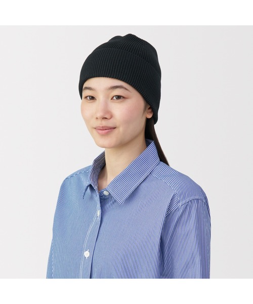 無印良品(ムジルシリョウヒン)の「UVカットコットンシルク ワッチ(ニットキャップ/ビーニー・レディース・グレー/ブラック・55-59cm)」の5枚目の写真
