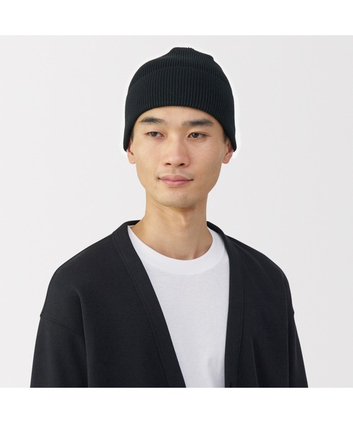 無印良品(ムジルシリョウヒン)の「UVカットコットンシルク ワッチ(ニットキャップ/ビーニー・レディース・グレー/ブラック・55-59cm)」の6枚目の写真