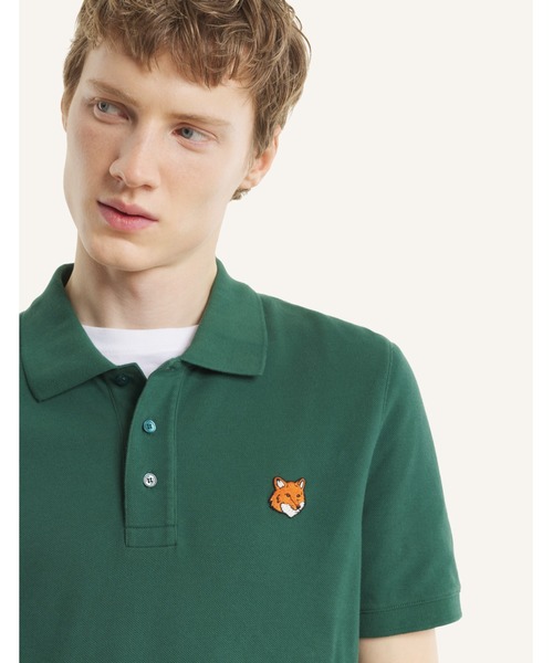 メゾンキツネ　リブ編み長袖ポロシャツ 緑色 maison kitsune 楽天市場】メゾンキツネ MAISON KITSUNE ニット 長袖ポロシャツ メンズ