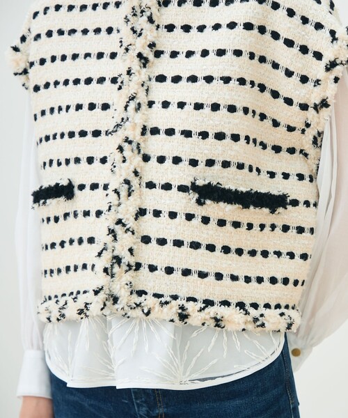 TOMORROWLAND collection ボーダー　トップス　ジレ　ベスト TOMORROWLAND collection ボーダー トップス ジレ ベスト