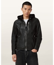 ALLSAINTS(I[ZCc)ASHTON HOODED LEATHER JACKET | ASHTON t[ht U[ WPbg(̑AE^[)