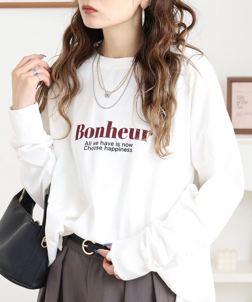 Arinomama(アリノママ)の「「Bonheur」PT スリットロンT(Tシャツ/カットソー・レディース・カーキ/ブラック/ワインレッド/オフホワイト・FREE)」の2枚目の写真