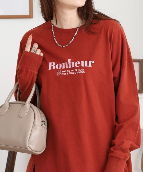Arinomama(アリノママ)の「「Bonheur」PT スリットロンT(Tシャツ/カットソー・レディース・カーキ/ブラック/ワインレッド/オフホワイト・FREE)」の4枚目の写真