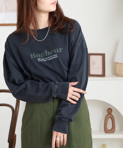 Arinomama(アリノママ)の「「Bonheur」PT スリットロンT(Tシャツ/カットソー・レディース・カーキ/ブラック/ワインレッド/オフホワイト・FREE)」の13枚目の写真
