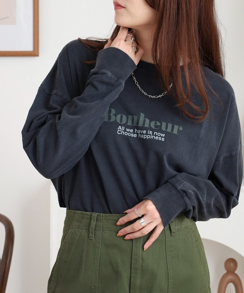 Arinomama(アリノママ)の「「Bonheur」PT スリットロンT(Tシャツ/カットソー・レディース・カーキ/ブラック/ワインレッド/オフホワイト・FREE)」の10枚目の写真