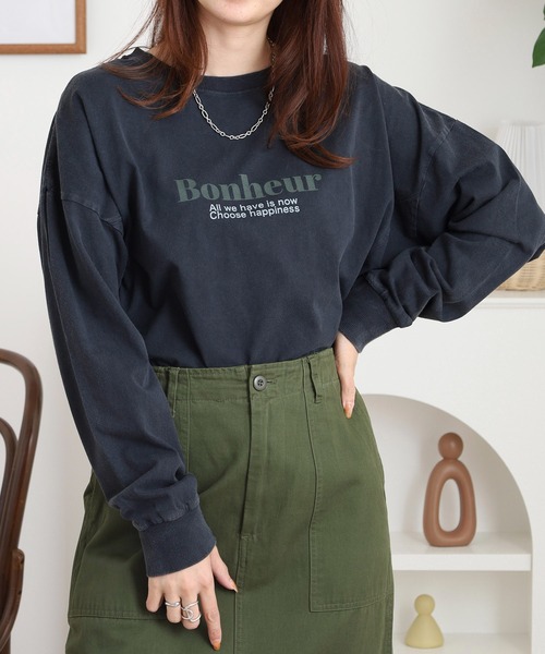 Arinomama(アリノママ)の「「Bonheur」PT スリットロンT(Tシャツ/カットソー・レディース・カーキ/ブラック/ワインレッド/オフホワイト・FREE)」の12枚目の写真