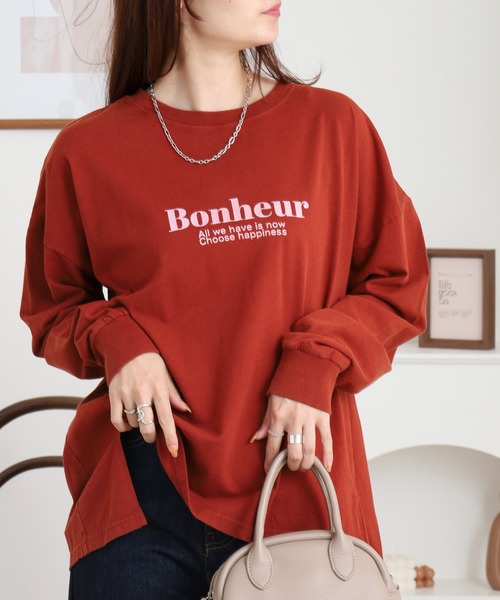 Arinomama(アリノママ)の「「Bonheur」PT スリットロンT(Tシャツ/カットソー・レディース・カーキ/ブラック/ワインレッド/オフホワイト・FREE)」の19枚目の写真