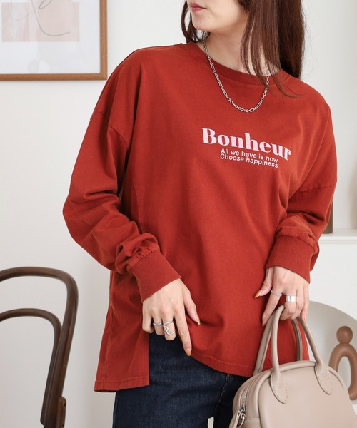 Arinomama(アリノママ)の「「Bonheur」PT スリットロンT(Tシャツ/カットソー・レディース・カーキ/ブラック/ワインレッド/オフホワイト・FREE)」の20枚目の写真