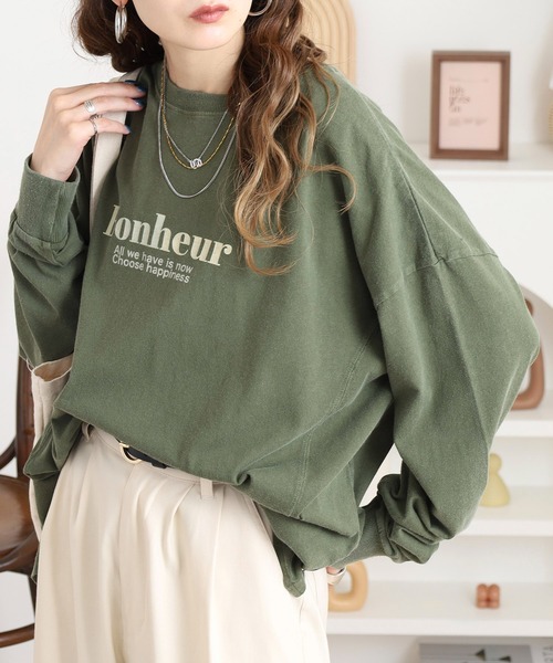 Arinomama(アリノママ)の「「Bonheur」PT スリットロンT(Tシャツ/カットソー・レディース・カーキ/ブラック/ワインレッド/オフホワイト・FREE)」の16枚目の写真