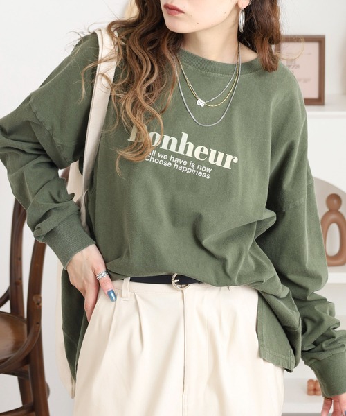 Arinomama(アリノママ)の「「Bonheur」PT スリットロンT(Tシャツ/カットソー・レディース・カーキ/ブラック/ワインレッド/オフホワイト・FREE)」の17枚目の写真