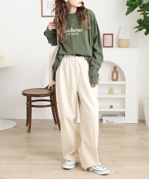 Arinomama(アリノママ)の「「Bonheur」PT スリットロンT(Tシャツ/カットソー・レディース・カーキ/ブラック/ワインレッド/オフホワイト・FREE)」の18枚目の写真
