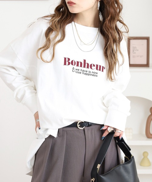 Arinomama(アリノママ)の「「Bonheur」PT スリットロンT(Tシャツ/カットソー・レディース・カーキ/ブラック/ワインレッド/オフホワイト・FREE)」の6枚目の写真