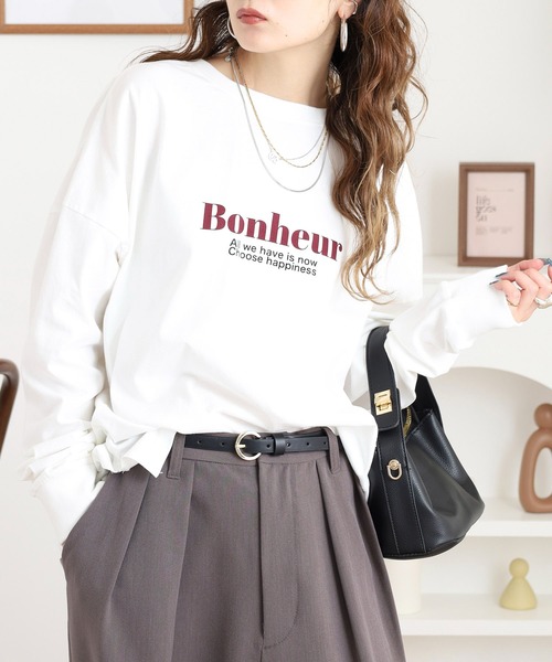 Arinomama(アリノママ)の「「Bonheur」PT スリットロンT(Tシャツ/カットソー・レディース・カーキ/ブラック/ワインレッド/オフホワイト・FREE)」の8枚目の写真