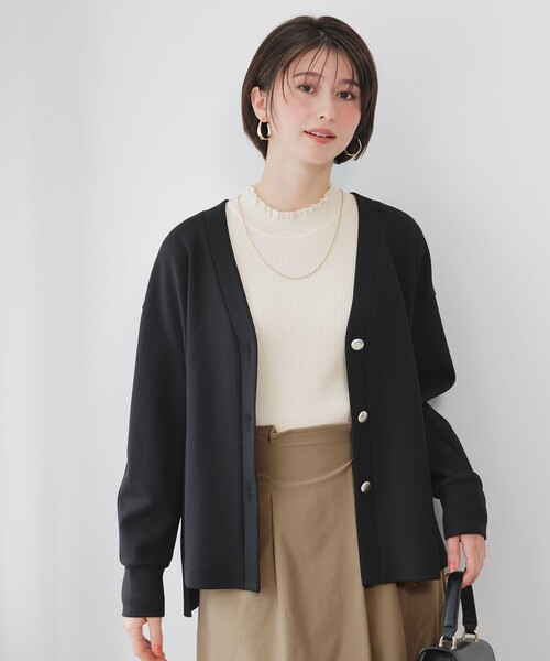 ANY SIS(エニィスィス)の「カットジョーゼット カーディガン(カーディガン/ボレロ・レディース・ライトグレー系/アイボリー系/ブラック系・MEDIUM)」の2枚目の写真