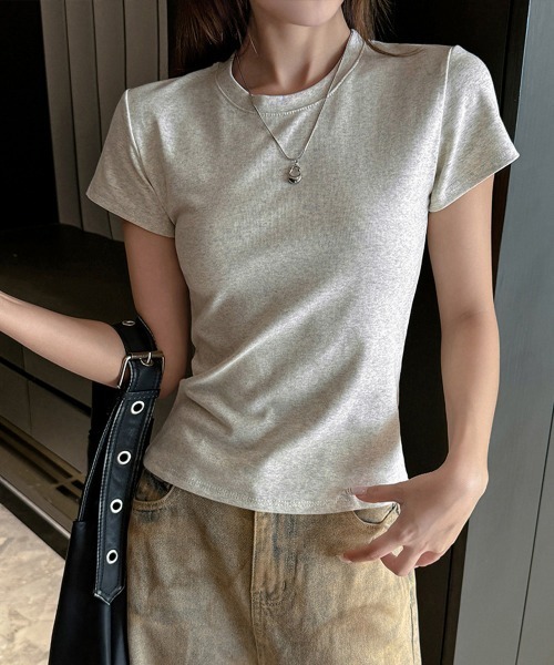 Miniministore(ミニミニストア)の「Tシャツ レディース フィットカットソー(Tシャツ/カットソー・レディース・ブラック/チャコールグレー/ホワイト/杢グレー・M/L)」の4枚目の写真