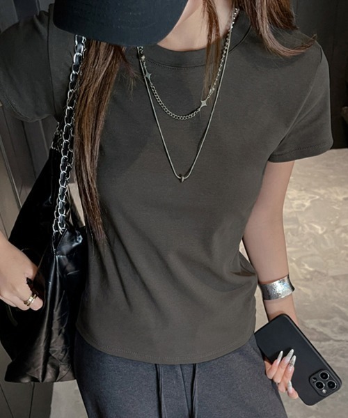 Miniministore(ミニミニストア)の「Tシャツ レディース フィットカットソー(Tシャツ/カットソー・レディース・ブラック/チャコールグレー/ホワイト/杢グレー・M/L)」の3枚目の写真