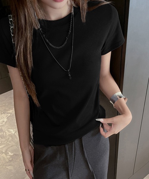 Miniministore(ミニミニストア)の「Tシャツ レディース フィットカットソー(Tシャツ/カットソー・レディース・ブラック/チャコールグレー/ホワイト/杢グレー・M/L)」の1枚目の写真