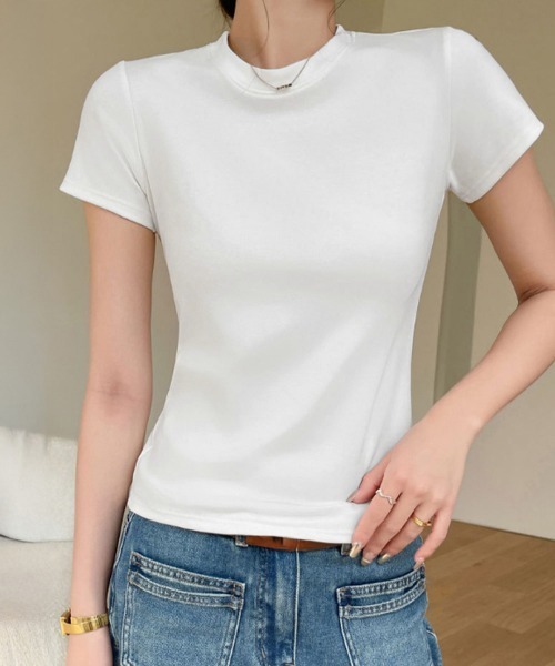 Miniministore(ミニミニストア)の「Tシャツ レディース フィットカットソー(Tシャツ/カットソー・レディース・ブラック/チャコールグレー/ホワイト/杢グレー・M/L)」の6枚目の写真