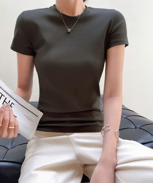 Miniministore(ミニミニストア)の「Tシャツ レディース フィットカットソー(Tシャツ/カットソー・レディース・ブラック/チャコールグレー/ホワイト/杢グレー・M/L)」の7枚目の写真