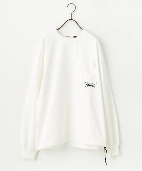 NANGA（ナンガ）の「[NANGA/ナンガ] 別注 ドローコードポケット ロングスリーブTシャツ（Tシャツ/カットソー・レディース・ブラック/ホワイト・S/M/L）」の13枚目の写真