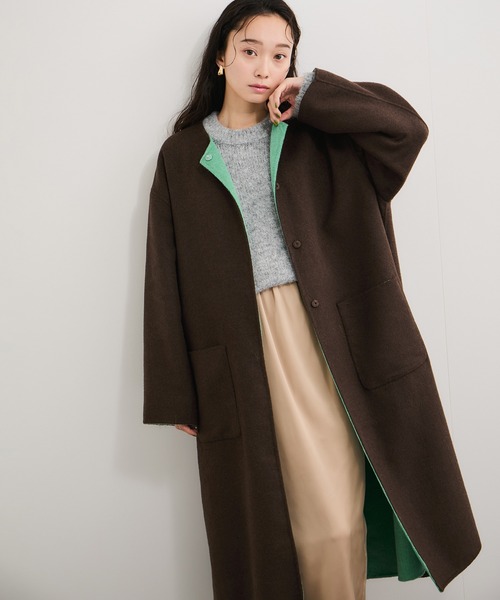 セール】ダブルフェイスリバーシブルロングコート（その他アウター