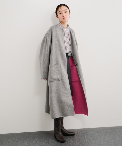 le cercle ADAM ET ROPE'(ルセルクルアダムエロペ)の「ダブルフェイスリバーシブルロングコート(その他アウター・レディース・ブラック系その他/ライトグレー/ブラウン・FREE)」の20枚目の写真
