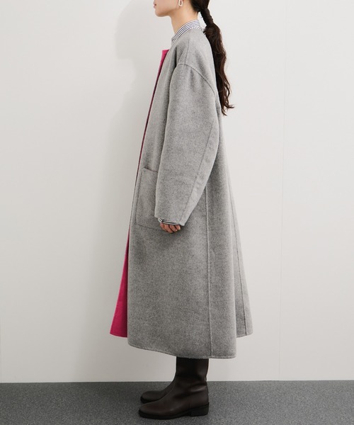 セール】ダブルフェイスリバーシブルロングコート（その他アウター