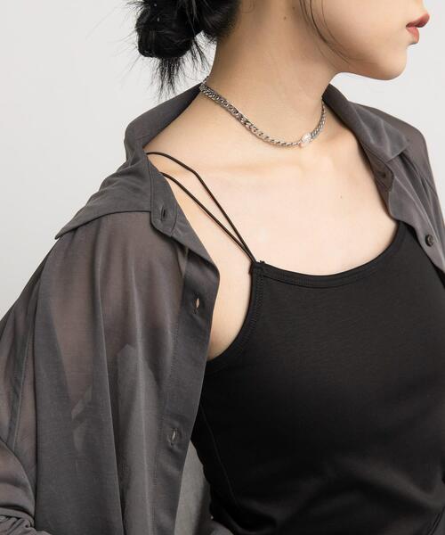 KBF（ケイビーエフ）の「スパゲティダブルストラップキャミソール（キャミソール・レディース・チャコールグレー/アイボリー/ブラック・ONE）」の18枚目の写真